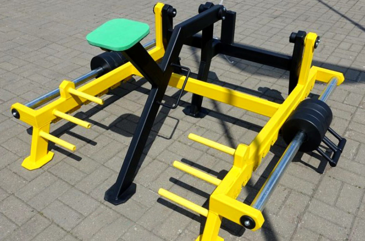 Complex of outdoor weight training equipment